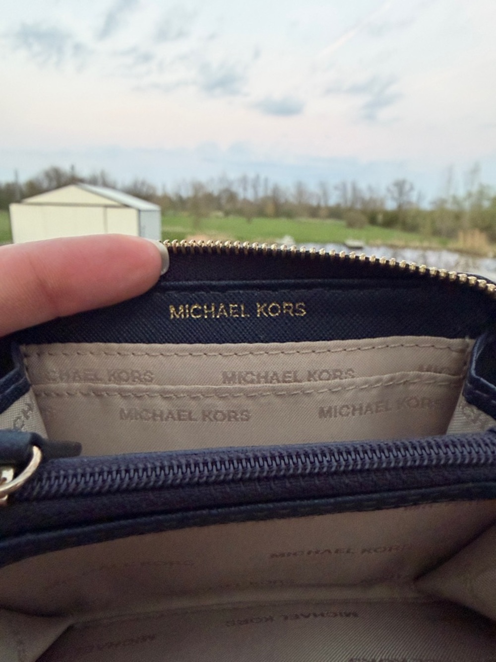 Michael Kors Black Leather Zip Card Wallet with Gold Hardware - Picture 3 of 8